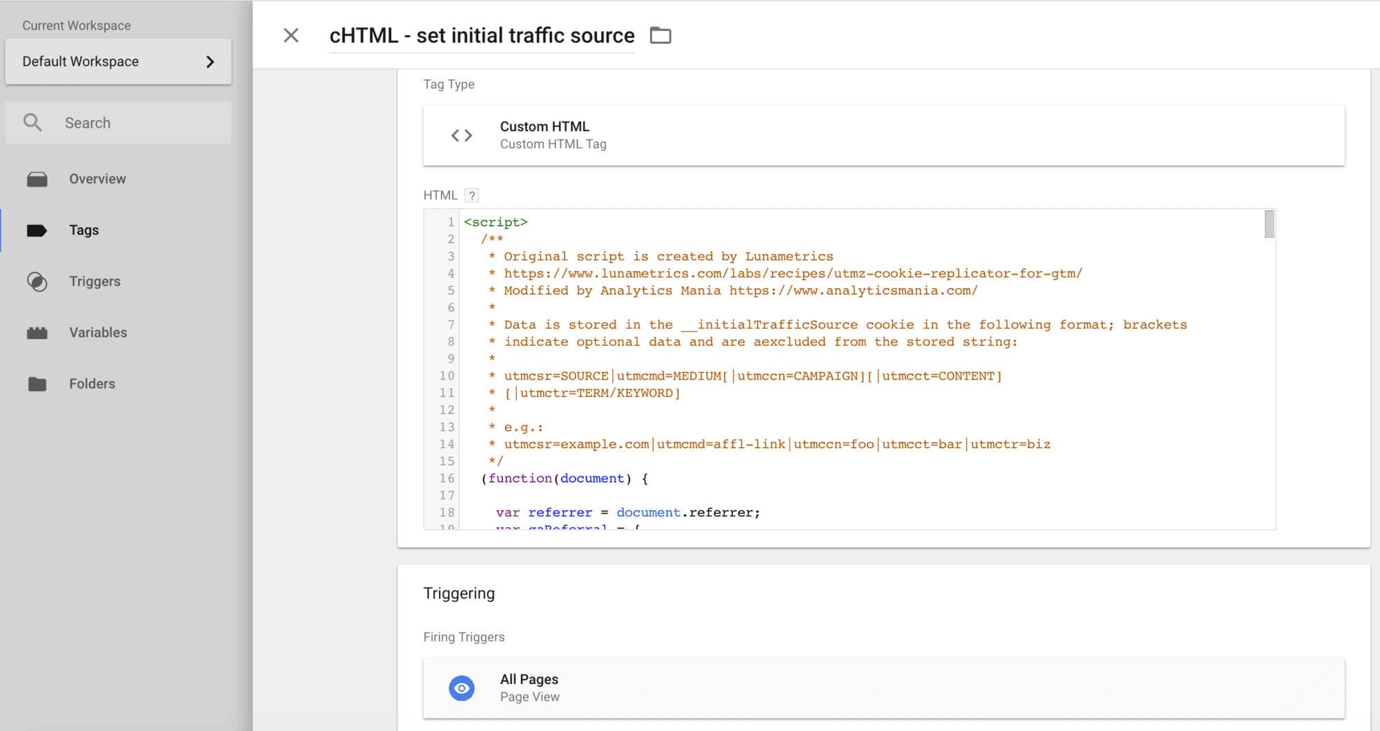 initialsource gtm stap 1