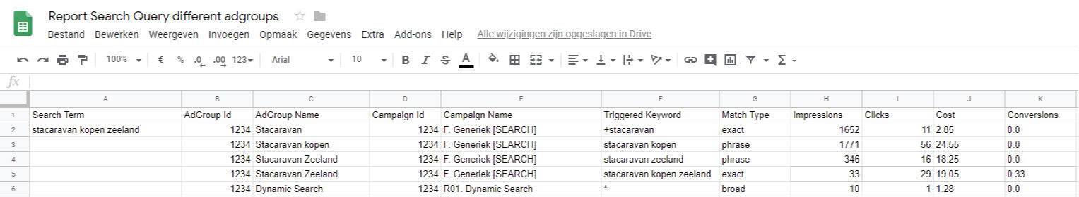 Duplicate Search Query Script Resultaten